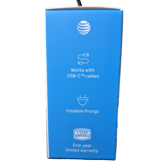 AT&T Wall Charger 30W Fast Charge Single USB-C Cell Phone Charger Foldable Prong - Picture 3 of 4